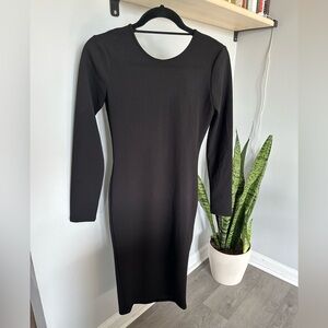 Zara Bodycon low cut back Black midi Dress